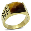 Men's Gold Band Rings TK779 Gold - Stainless Steel Ring with Semi-Precious