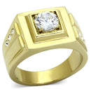 Men's Gold Band Rings TK791 Gold - Stainless Steel Ring with AAA Grade CZ