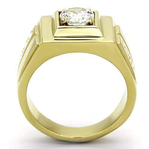 Men's Gold Band Rings TK791 Gold - Stainless Steel Ring with AAA Grade CZ