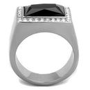 Silver Jewelry Rings Men's Pinky Rings TK1810 Stainless Steel Ring with Synthetic in Jet Alamode Fashion Jewelry Outlet