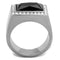 Silver Jewelry Rings Men's Pinky Rings TK1810 Stainless Steel Ring with Synthetic in Jet Alamode Fashion Jewelry Outlet