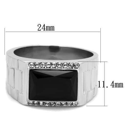 Men's Pinky Rings TK1811 Stainless Steel Ring with Synthetic in Jet