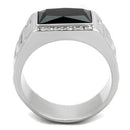 Men's Pinky Rings TK1811 Stainless Steel Ring with Synthetic in Jet