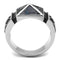 Men's Rings TK3075 Stainless Steel Ring with Leather in Jet