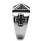 Men's Rings TK3075 Stainless Steel Ring with Leather in Jet