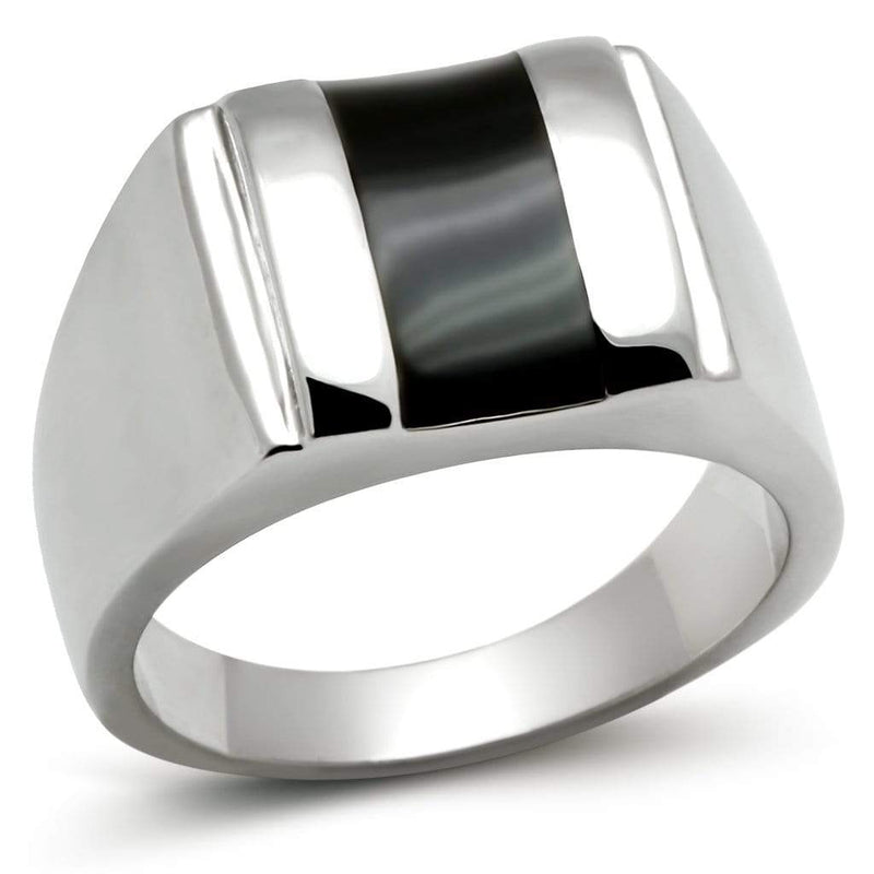 Men's Rings TK326 Stainless Steel Ring with Epoxy in Jet