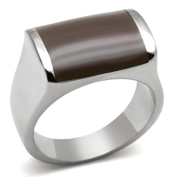 Men's Rings TK327 Stainless Steel Ring with Epoxy in Brown