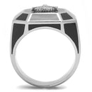 Silver Jewelry Rings Men's Rings TK3282 Stainless Steel Ring with Epoxy in Jet Alamode Fashion Jewelry Outlet