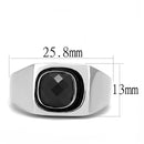 Silver Jewelry Rings Men's Rings TK3283 Stainless Steel Ring with Synthetic in Jet Alamode Fashion Jewelry Outlet