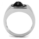 Silver Jewelry Rings Men's Rings TK3283 Stainless Steel Ring with Synthetic in Jet Alamode Fashion Jewelry Outlet