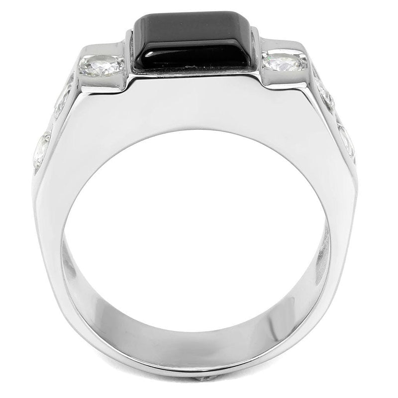 Men's Rings TK3615 Stainless Steel Ring with Synthetic in Jet