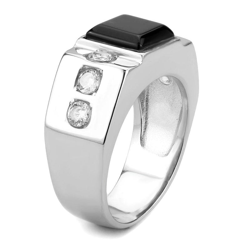 Men's Rings TK3615 Stainless Steel Ring with Synthetic in Jet