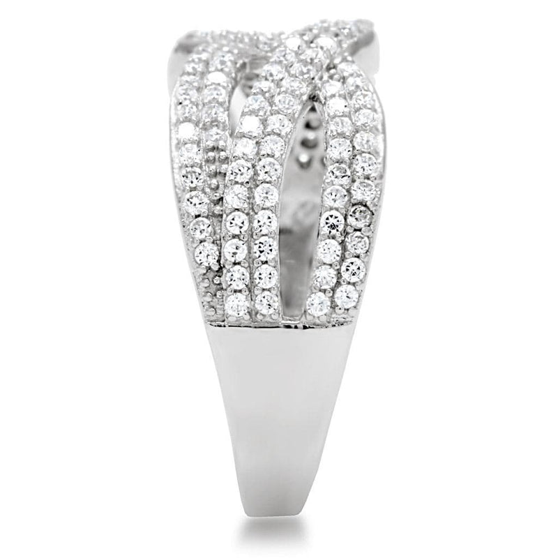 Men Sterling Silver Rings TS008 Rhodium 925 Sterling Silver Ring with CZ