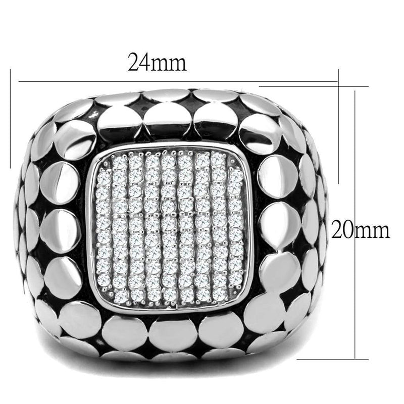 Men Sterling Silver Rings TS215 Rhodium 925 Sterling Silver Ring with CZ