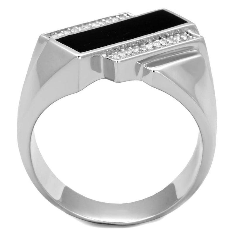 Men Sterling Silver Rings TS218 Rhodium 925 Sterling Silver Ring with CZ