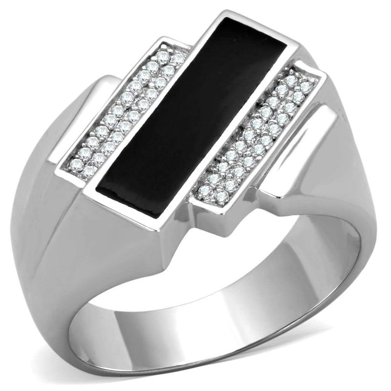Men Sterling Silver Rings TS218 Rhodium 925 Sterling Silver Ring with CZ