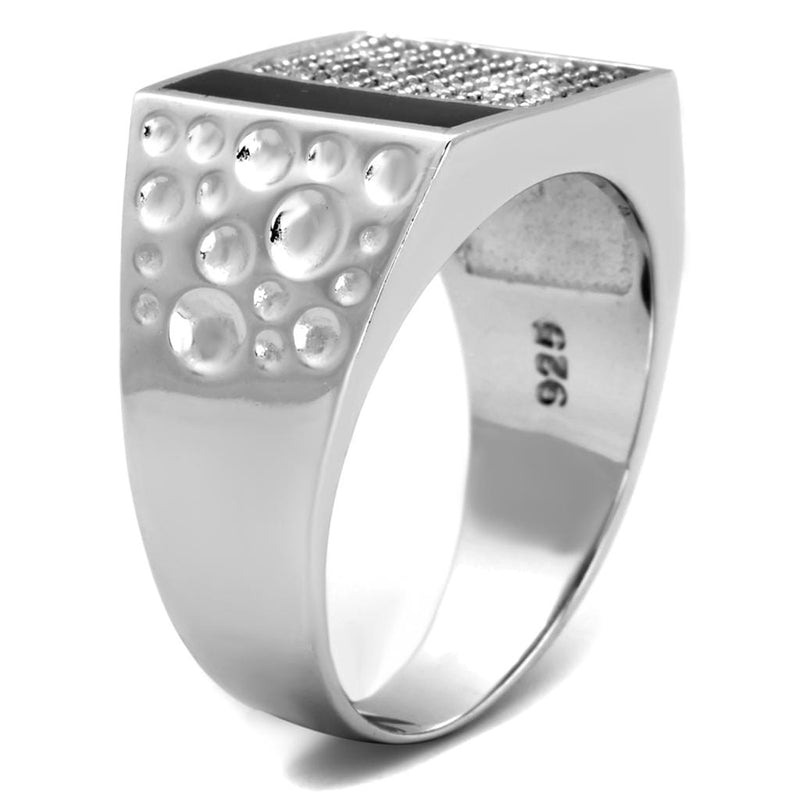 Men Sterling Silver Rings TS219 Rhodium 925 Sterling Silver Ring with CZ