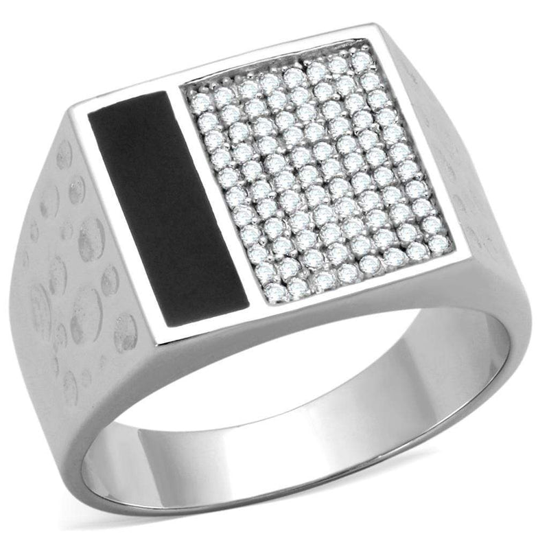 Men Sterling Silver Rings TS219 Rhodium 925 Sterling Silver Ring with CZ