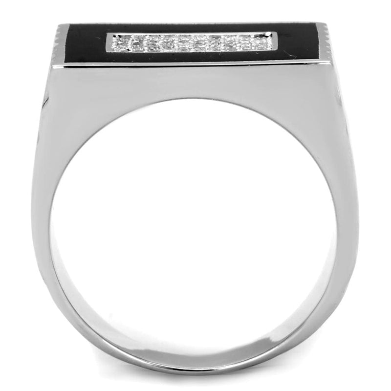 Men Sterling Silver Rings TS220 Rhodium 925 Sterling Silver Ring with CZ