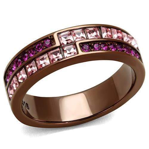 Mens Engagement Rings TK2837 Coffee light Stainless Steel Ring with Crystal