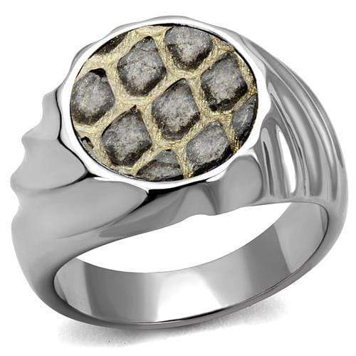 Mens Engagement Rings TK2859 Stainless Steel Ring with Leather in Animal pattern