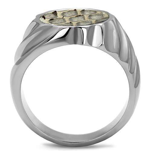 Mens Engagement Rings TK2859 Stainless Steel Ring with Leather in Animal pattern