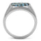 Silver Jewelry Rings Mens Engagement Rings TK2860 Stainless Steel Ring with Leather in Aquamarine AB Alamode Fashion Jewelry Outlet