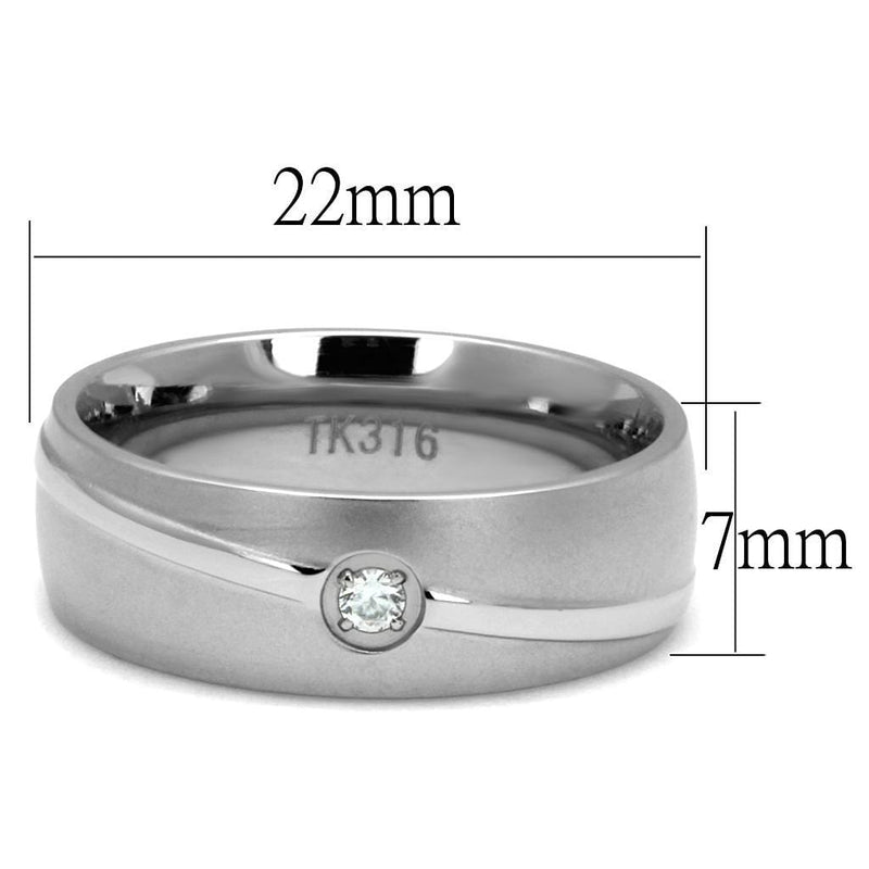 Mens Engagement Rings TK2931 Stainless Steel Ring with AAA Grade CZ