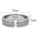 Mens Engagement Rings TK2935 Stainless Steel Ring with AAA Grade CZ