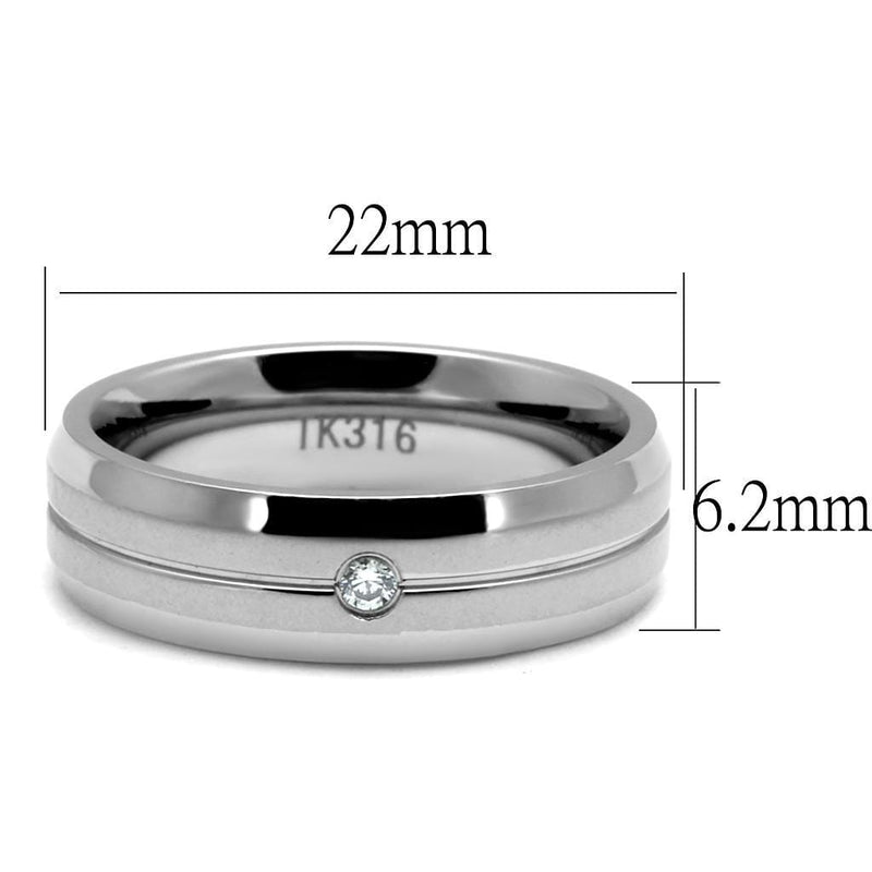 Mens Engagement Rings TK2936 Stainless Steel Ring with AAA Grade CZ