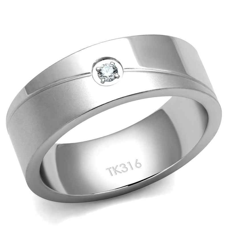 Silver Jewelry Rings Mens Engagement Rings TK2937 Stainless Steel Ring with AAA Grade CZ Alamode Fashion Jewelry Outlet