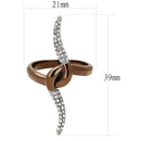 Mens Engagement Rings TK2991 Two Tone Light Brown Stainless Steel Ring with Crystal