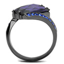 Mens Engagement Rings TK2996 Light Black Stainless Steel Ring & CZ