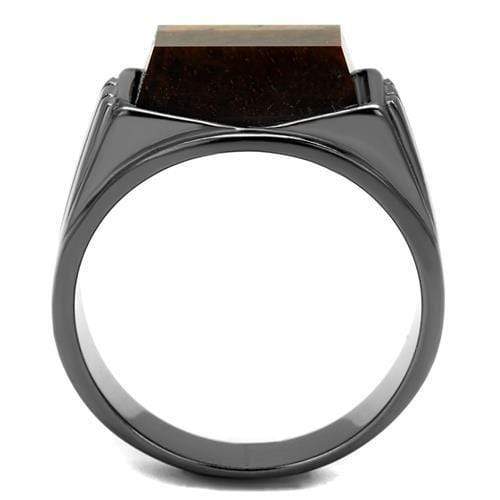 Mens Engagement Rings TK3001 Light Black Stainless Steel Ring