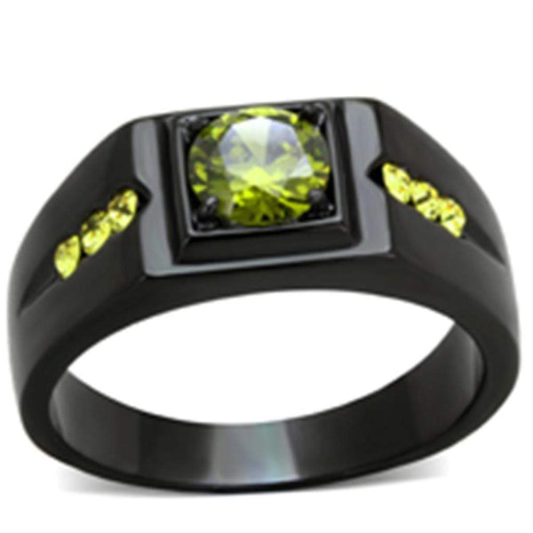 Silver Jewelry Rings Mens Fashion Rings TK1928 - Stainless Steel Ring & CZ in Olivine color Alamode Fashion Jewelry Outlet