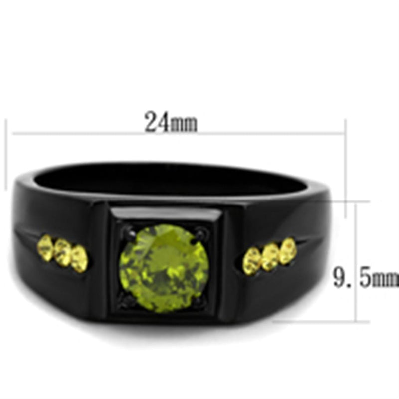 Mens Fashion Rings TK1928 - Stainless Steel Ring & CZ in Olivine color