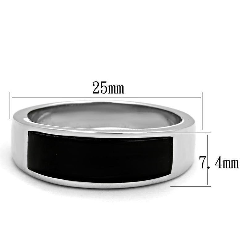 Mens Fashion Rings TK2062J Stainless Steel Ring with Synthetic in Jet