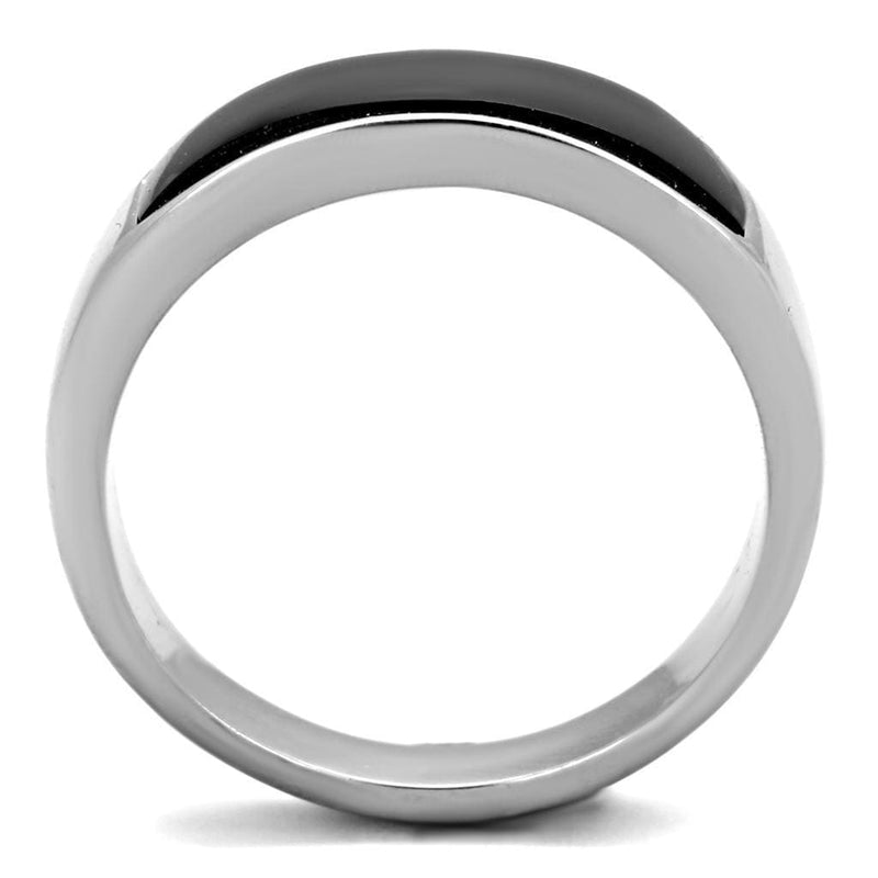 Silver Jewelry Rings Mens Fashion Rings TK2062J Stainless Steel Ring with Synthetic in Jet Alamode Fashion Jewelry Outlet