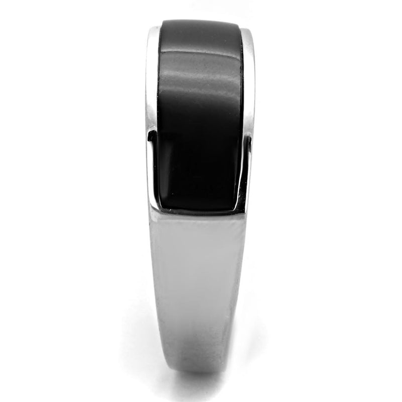 Mens Fashion Rings TK2062J Stainless Steel Ring with Synthetic in Jet