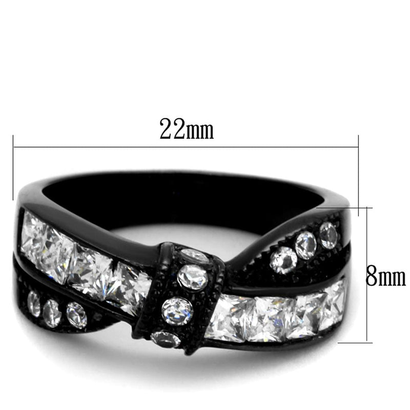 Silver Jewelry Rings Mens Fashion Rings TK2139 Black - Stainless Steel Ring with AAA Grade CZ Alamode Fashion Jewelry Outlet