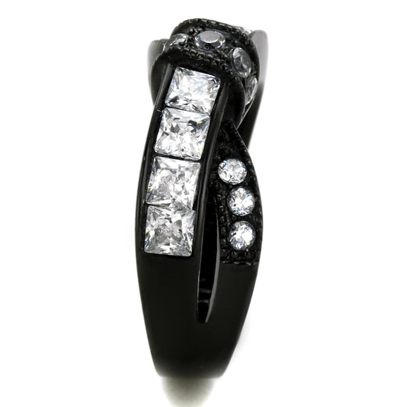 Silver Jewelry Rings Mens Fashion Rings TK2139 Black - Stainless Steel Ring with AAA Grade CZ Alamode Fashion Jewelry Outlet