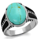 Silver Jewelry Rings Mens Fashion Rings TK2228 Stainless Steel Ring with Synthetic in Turquoise Alamode Fashion Jewelry Outlet