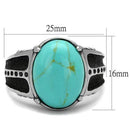 Silver Jewelry Rings Mens Fashion Rings TK2228 Stainless Steel Ring with Synthetic in Turquoise Alamode Fashion Jewelry Outlet