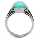 Silver Jewelry Rings Mens Fashion Rings TK2228 Stainless Steel Ring with Synthetic in Turquoise Alamode Fashion Jewelry Outlet