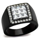 Mens Fashion Rings TK2230 Two-Tone Black Stainless Steel Ring with CZ