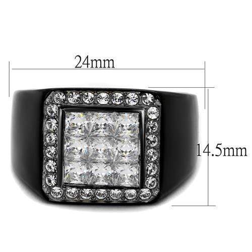 Mens Fashion Rings TK2230 Two-Tone Black Stainless Steel Ring with CZ