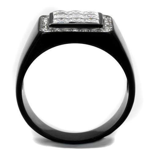 Mens Fashion Rings TK2230 Two-Tone Black Stainless Steel Ring with CZ