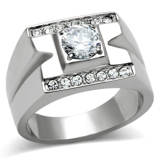 Mens Rings TK316 Stainless Steel Ring with AAA Grade CZ