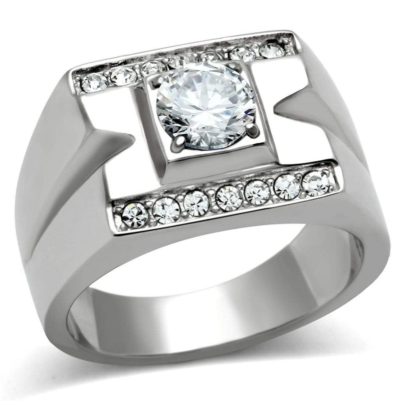 Mens Rings TK316 Stainless Steel Ring with AAA Grade CZ