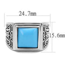 Silver Jewelry Rings Mens Rings TK3188 Stainless Steel Ring with Synthetic in Sea Blue Alamode Fashion Jewelry Outlet